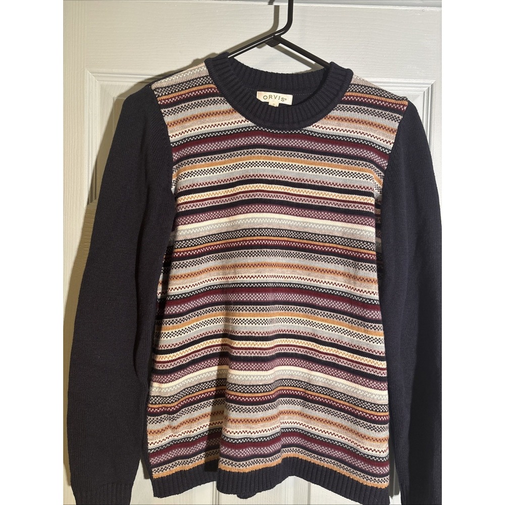 Orvis Woman's Medium Classic Wool Blend Sweater With Elbow Patches. Golf